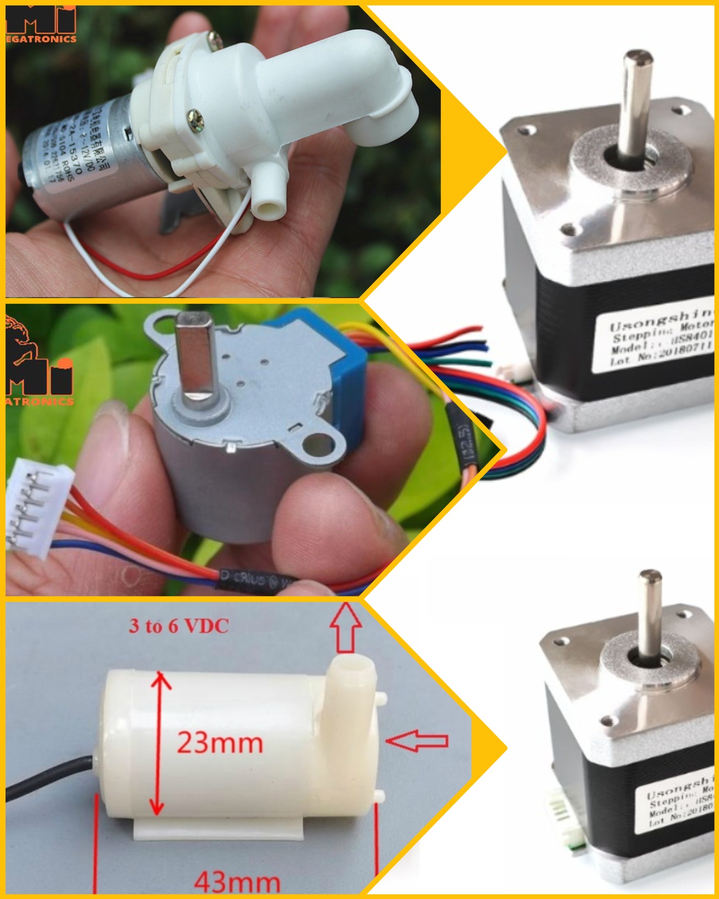 Stepper motors, pump motors